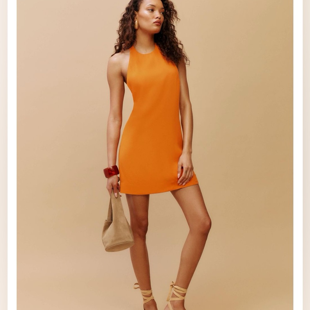 Reformation Avielle Mini Dress in Nectarine